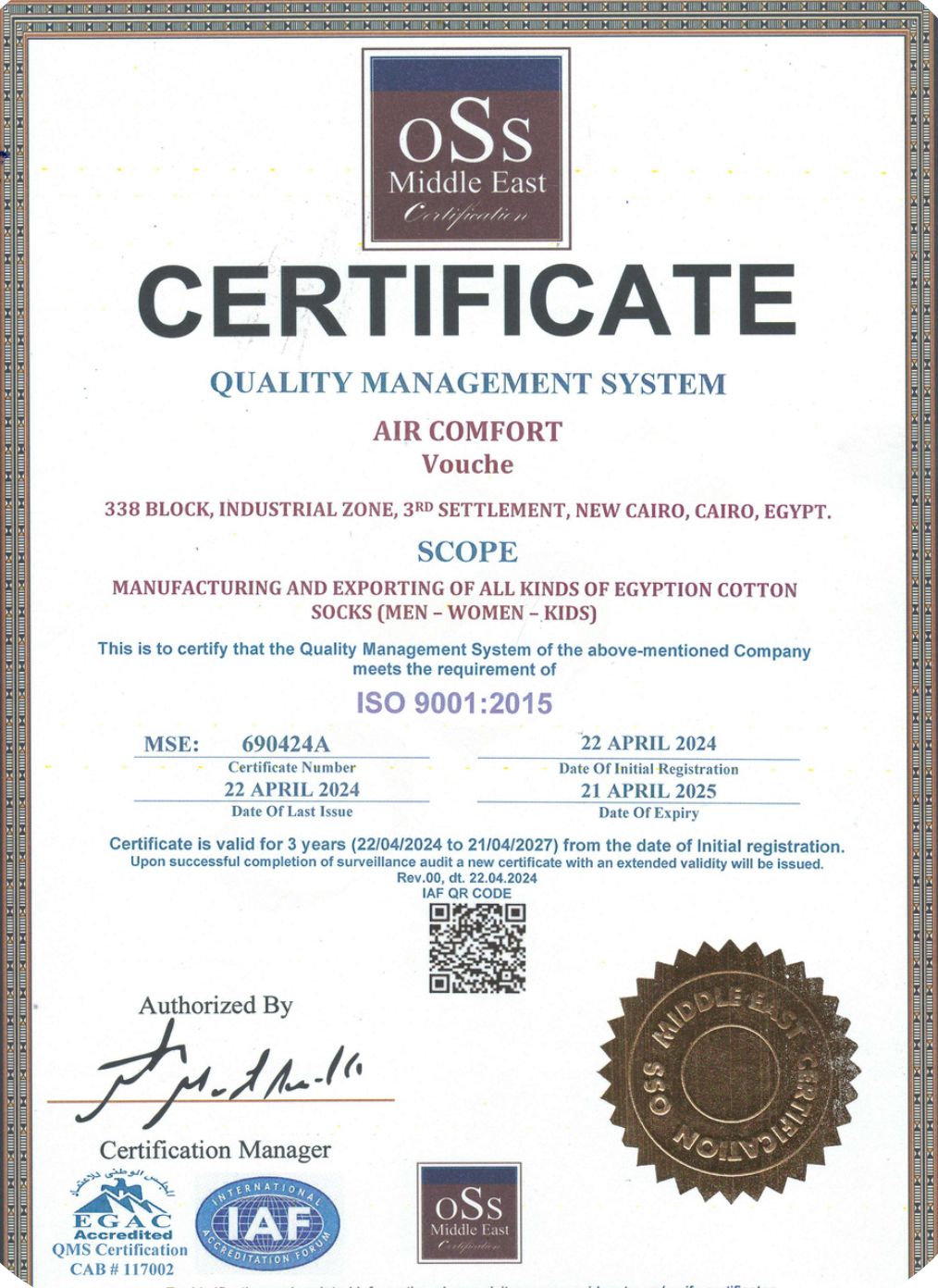 ISO 9001:2015 Certificate